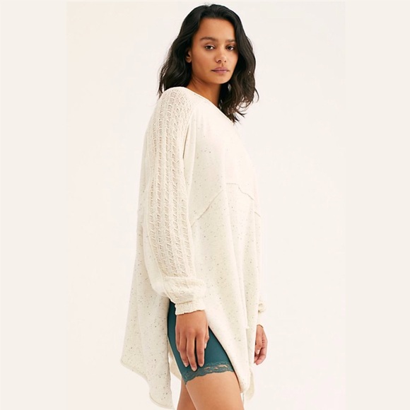 Free People My Girl Pullover Ivory/Ecru Tunic Sweater Size XL - Picture 7 of 16